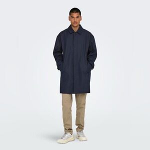Men's Only & Sons Navy Blue Trench/Overcoat - NWT